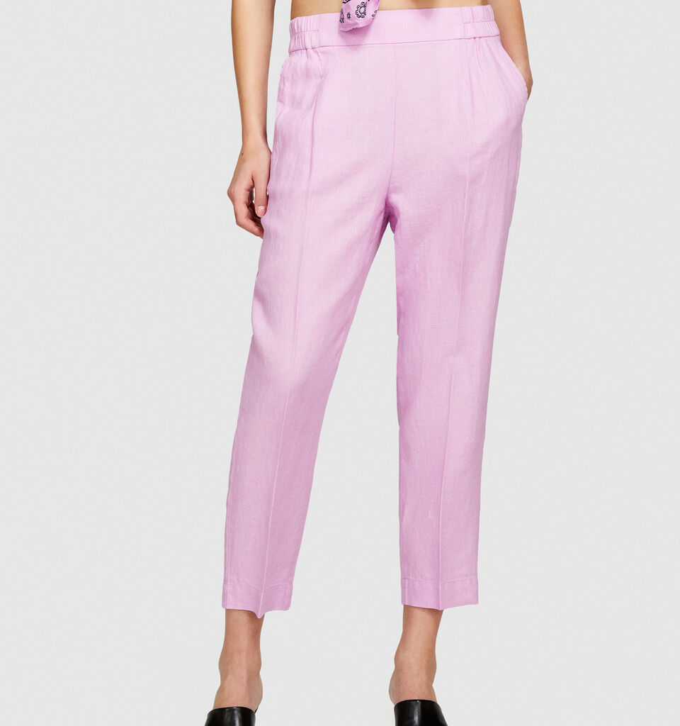 100% linen joggers - women's joggers - Soft Pink | Sisley image number 4
